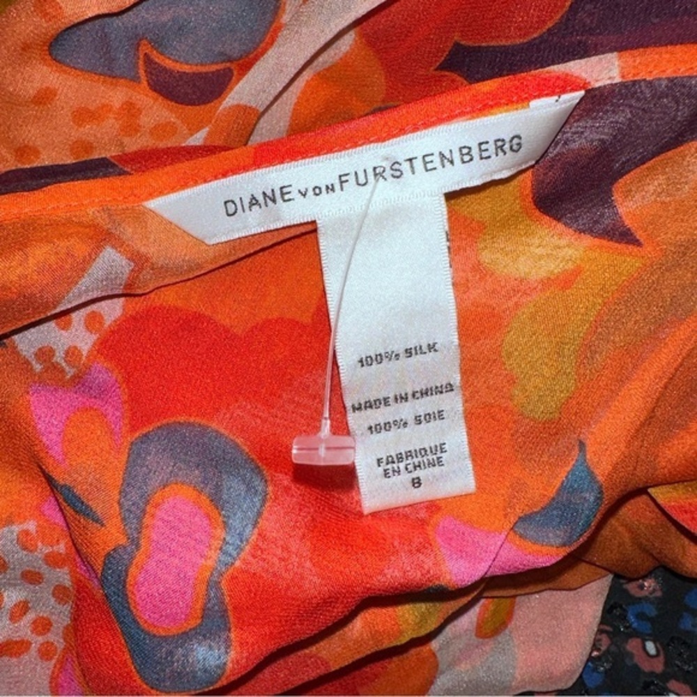 DVF Silk Psychedelic print blouse and camisole set size 8 - Picture 7 of 10